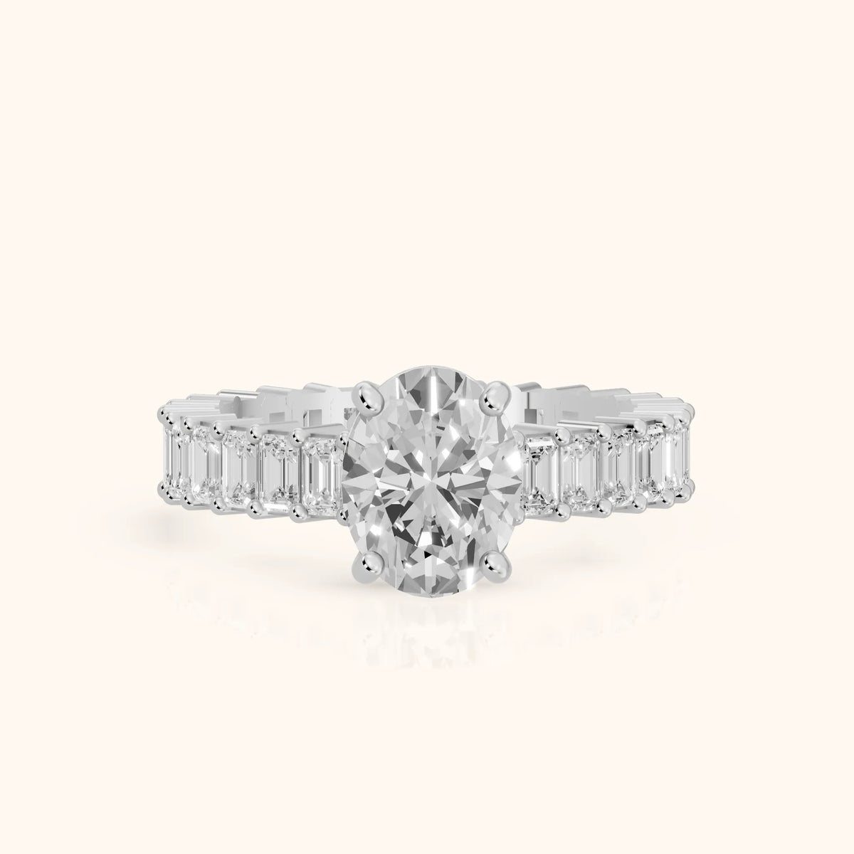 Mallory Shared Prong Oval Diamond Engagement Ring in White Gold - FrontView.webp