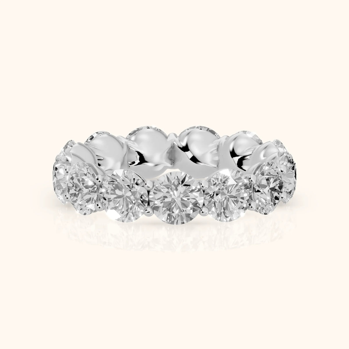 Aditi Claw Prong Round Diamond Eternity Band in Silver - FrontView