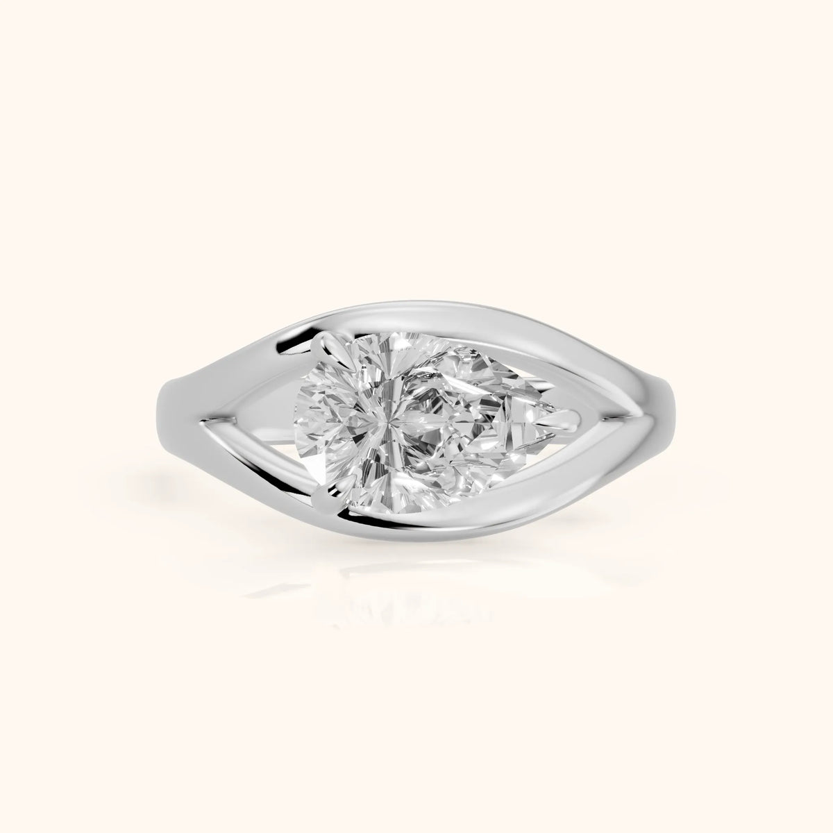 Madeleine Split Shank Pear Diamond Engagement Ring in Platinum - FrontView.webp