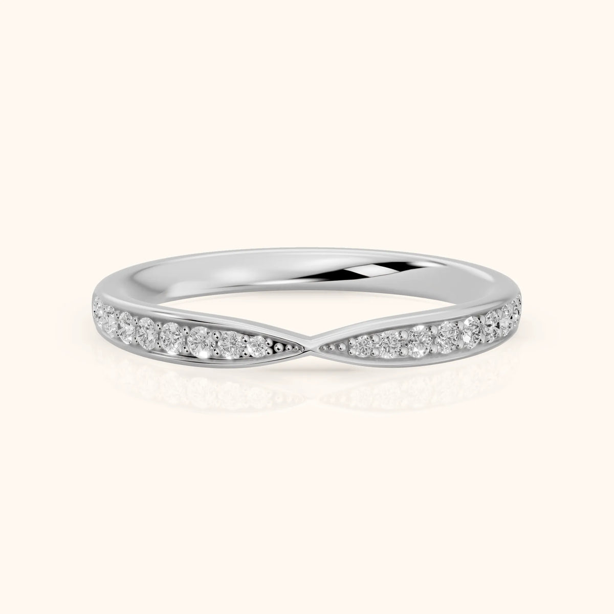 Tosca Tapered Riviera Round Diamond Half Eternity Band in Silver - FrontView
