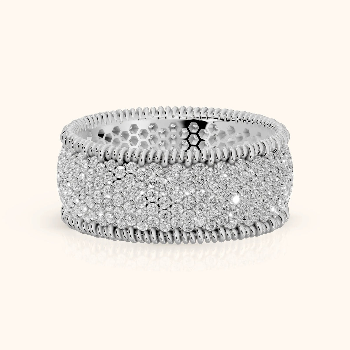 Rita Micropavé Round Diamond Anniversary Ring in White Gold - FrontView