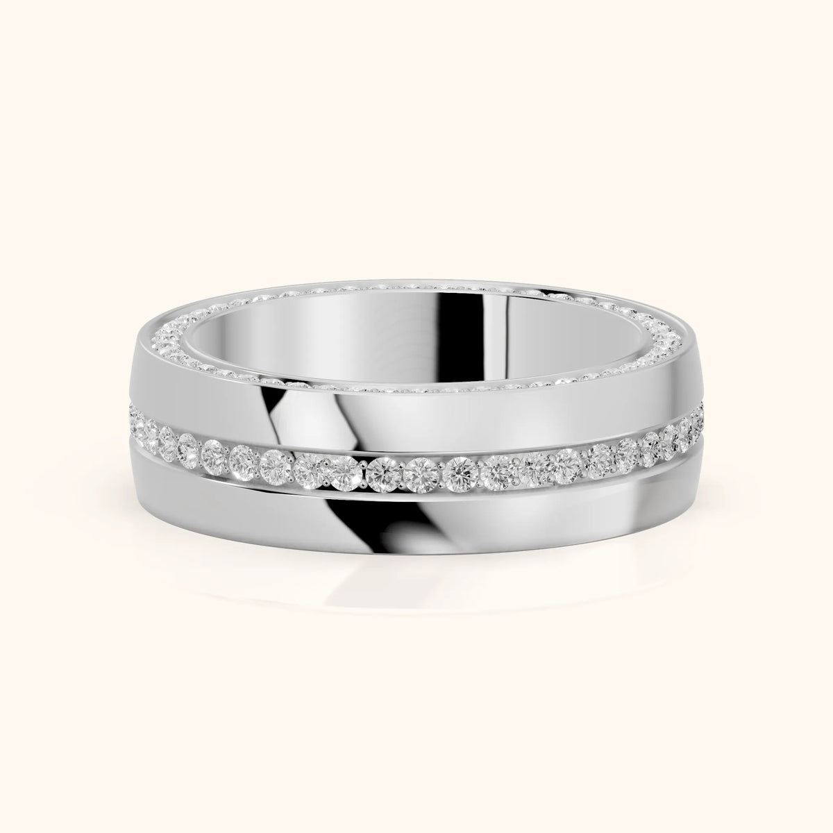 Kassia Micropavé Round Diamond Eternity Band in Silver - FrontView