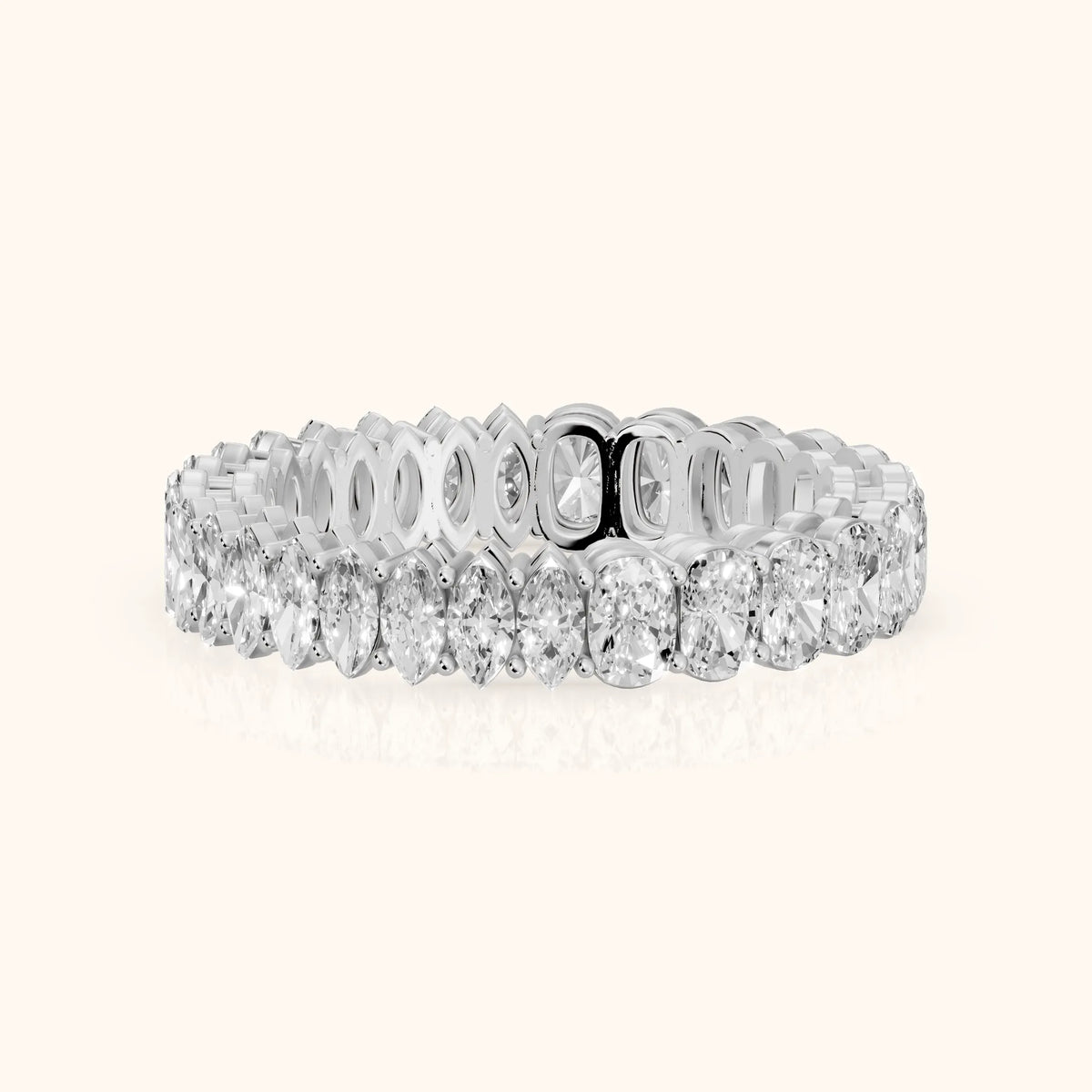Tania Shared Prong Marquise & Cushion Diamond Eternity Band in White Gold - FrontView