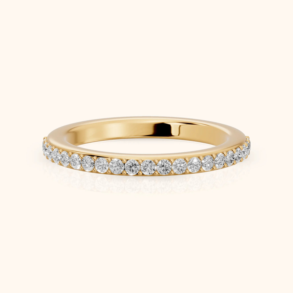 Tamara Micropavé Round Diamond Half Eternity Band in Yellow Gold - FrontView