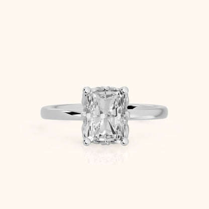 Radiant Cut Lab Grown Diamond Engagement Ring in Silver