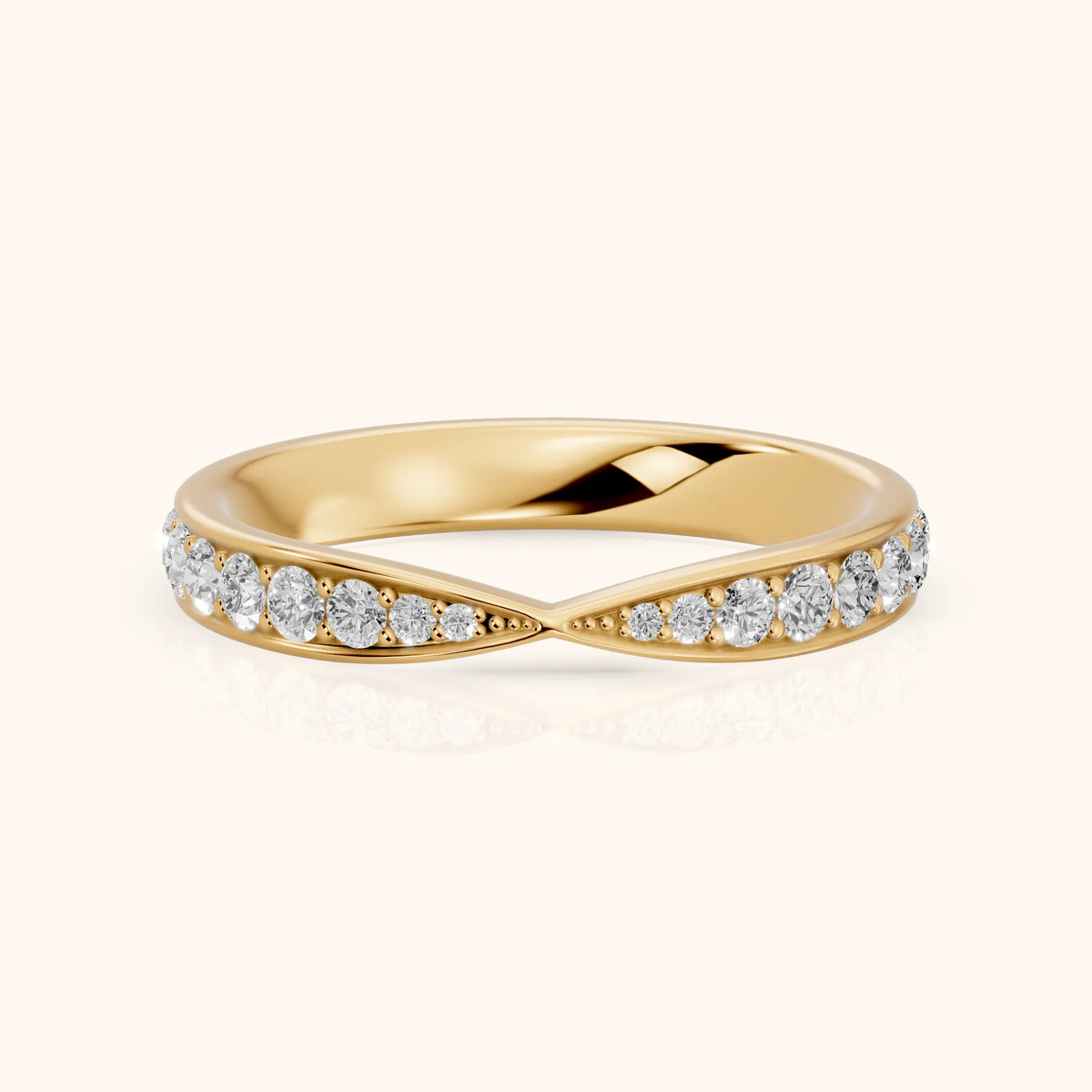 Clara Tapered Riviera Round Diamond Eternity Band in Yellow Gold - FrontView