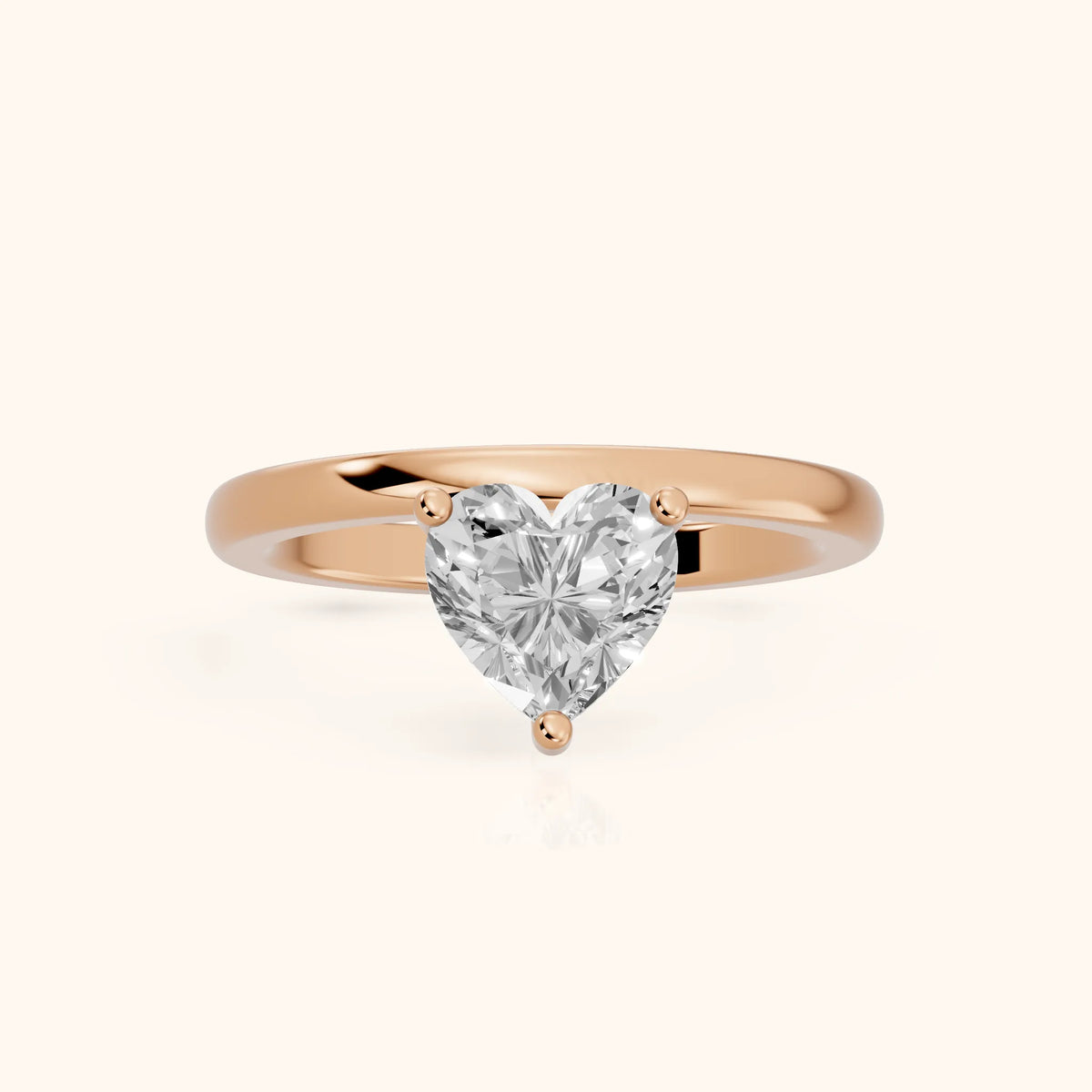 Maisie Four Prong Solitaire Heart Diamond Engagement Ring in Rose Gold - FrontView.webp