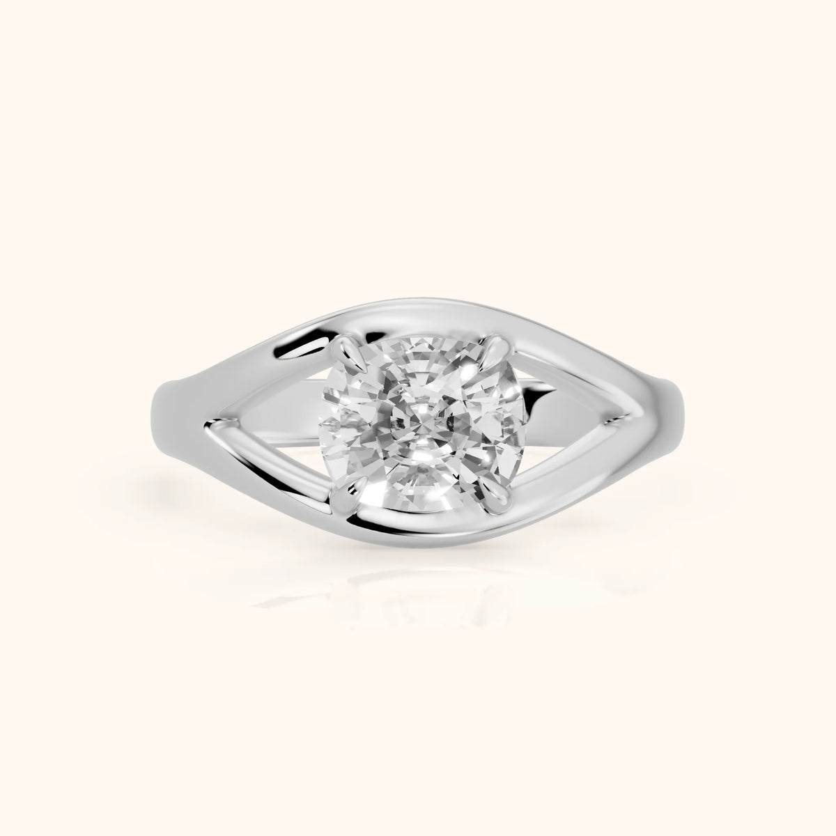 Madeleine Split Shank Cushion Diamond Engagement Ring in Silver - FrontView.webp