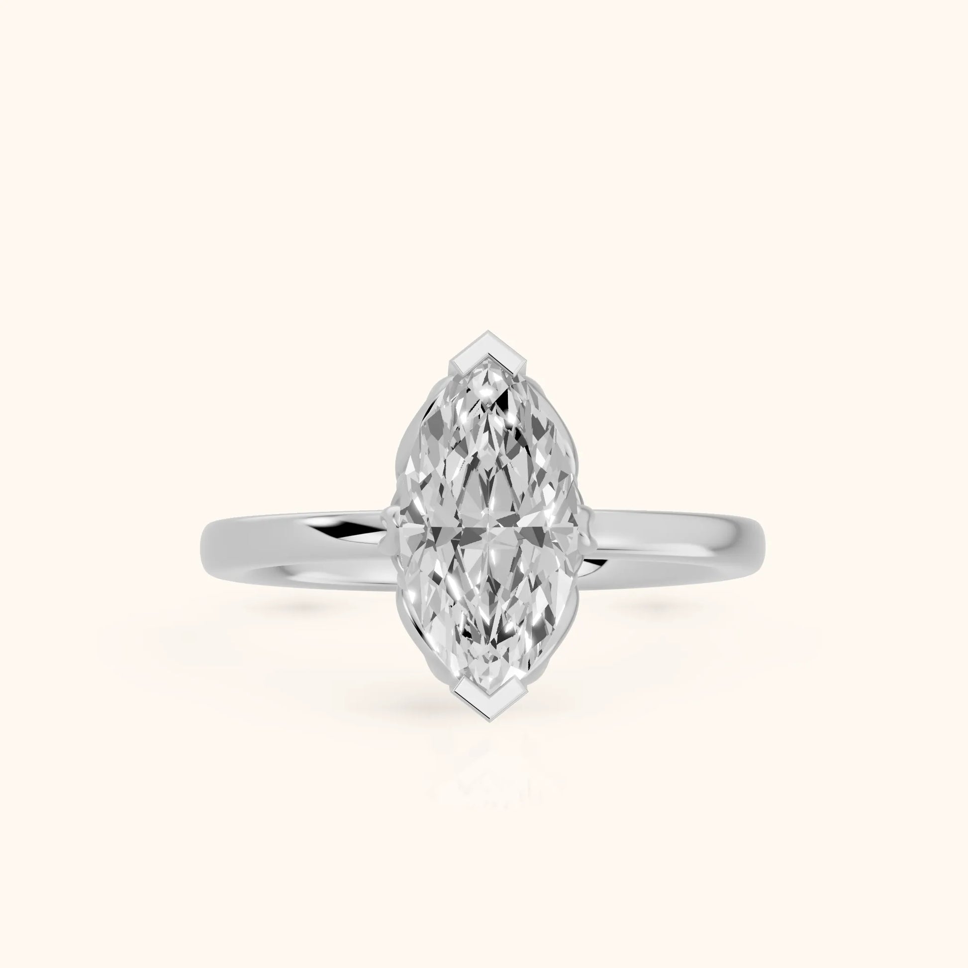 Marquise Cut Lab Grown Diamond Engagement Ring in Silver