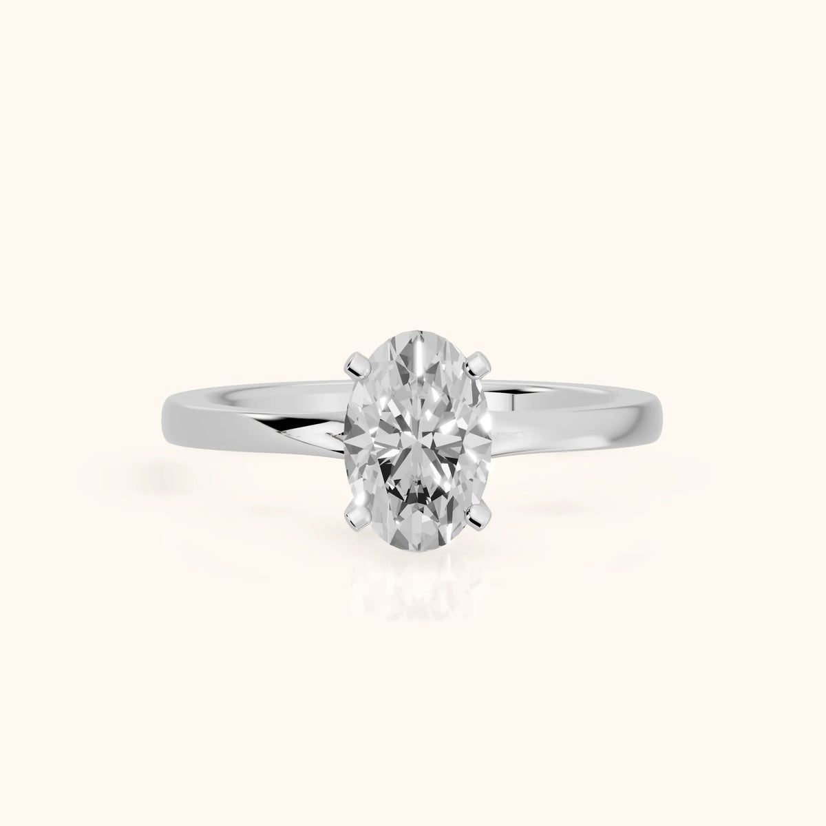 Matilda Cathedral Solitaire Oval Diamond Engagement Ring in Platinum - FrontView.webp