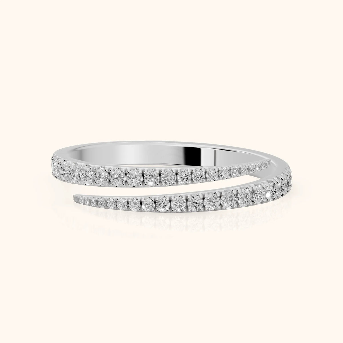 Mina Bypass Round Diamond Wedding Band in Silver - FrontView