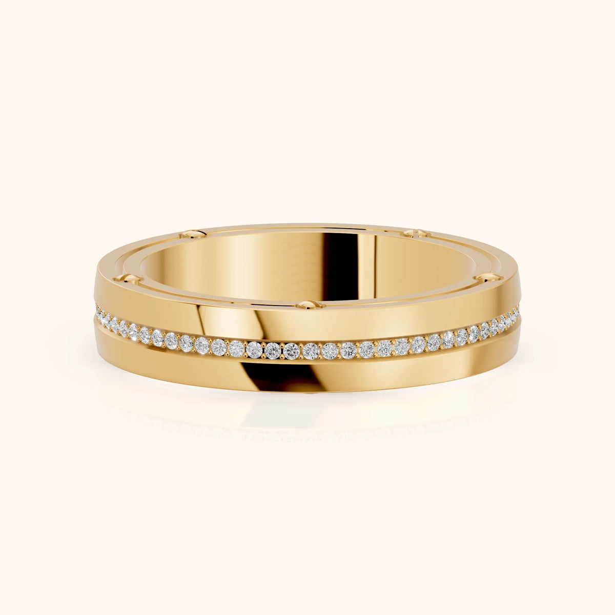 Elora Micropavé Round Diamond Eternity Band in Yellow Gold - FrontView
