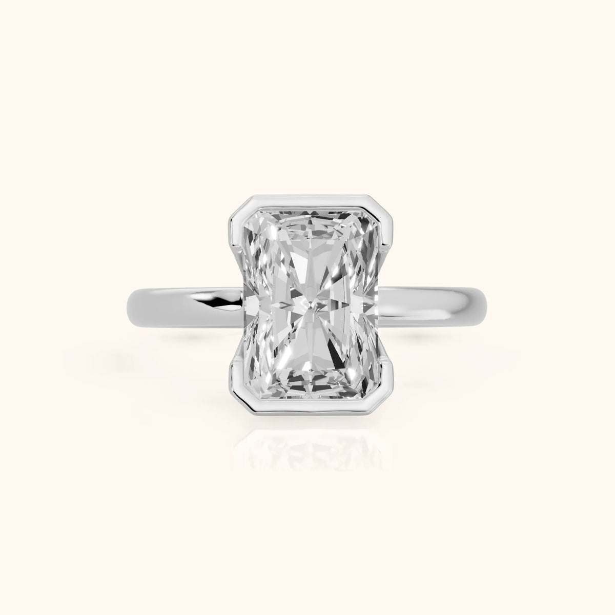 Winslow Partial Bezel Solitaire Radiant Diamond Engagement Ring in Platinum - FrontView.webp