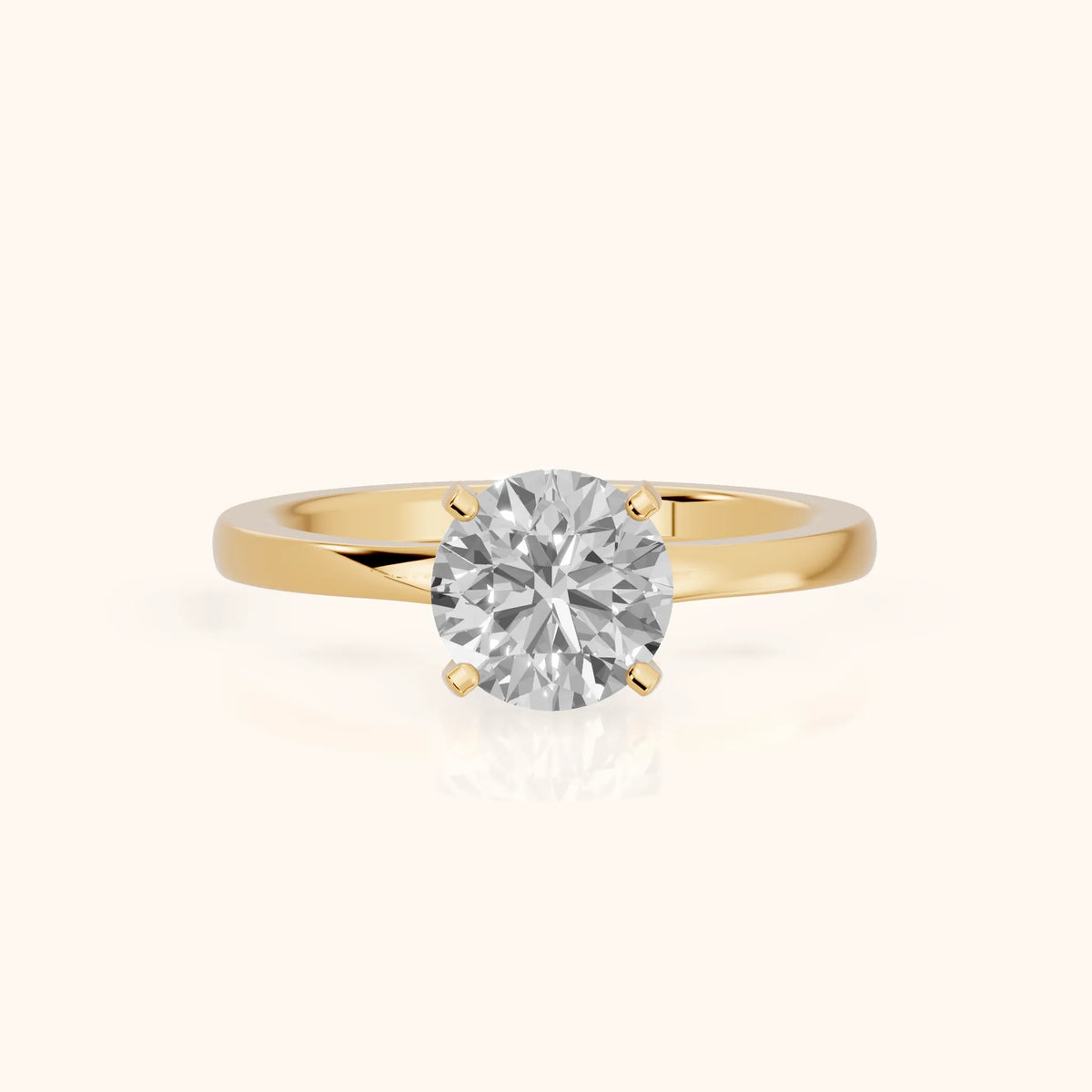 Matilda Cathedral Solitaire Round Diamond Engagement Ring in Yellow Gold - FrontView.webp