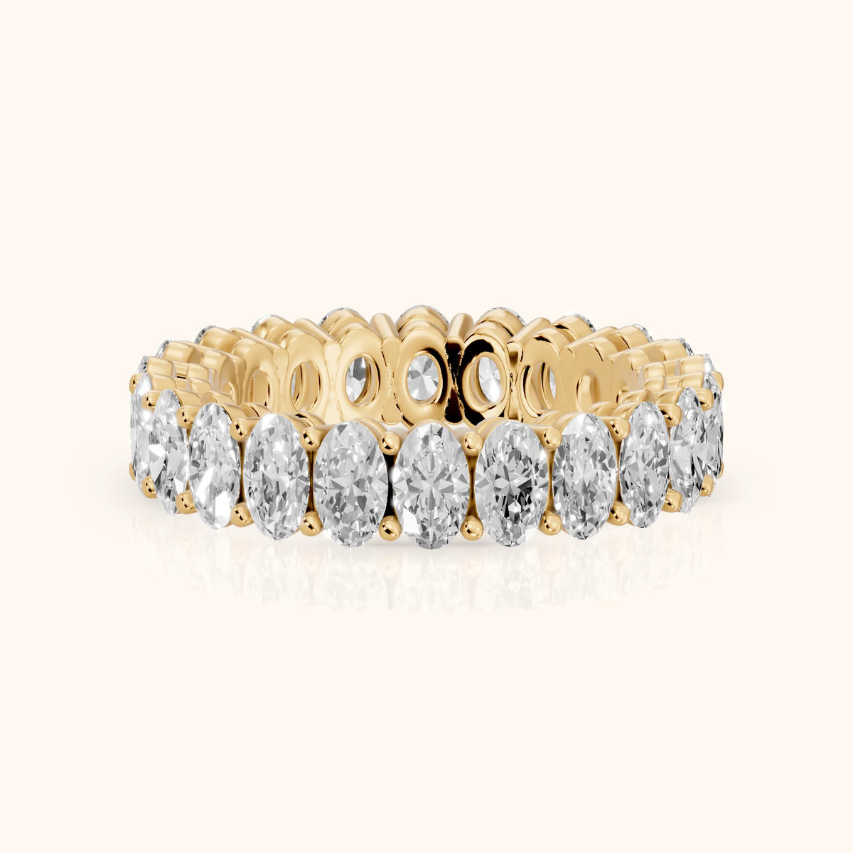 Renata Shared Prong Oval Diamond Eternity Band in Yellow Gold - FrontView