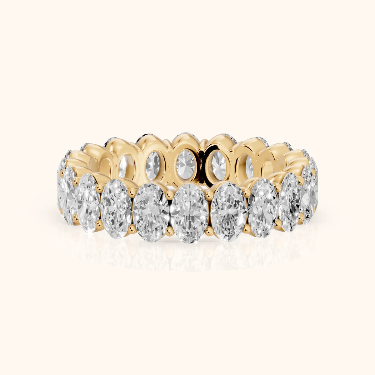Vidya Shared Prong Oval Diamond Eternity Band in Yellow Gold - FrontView