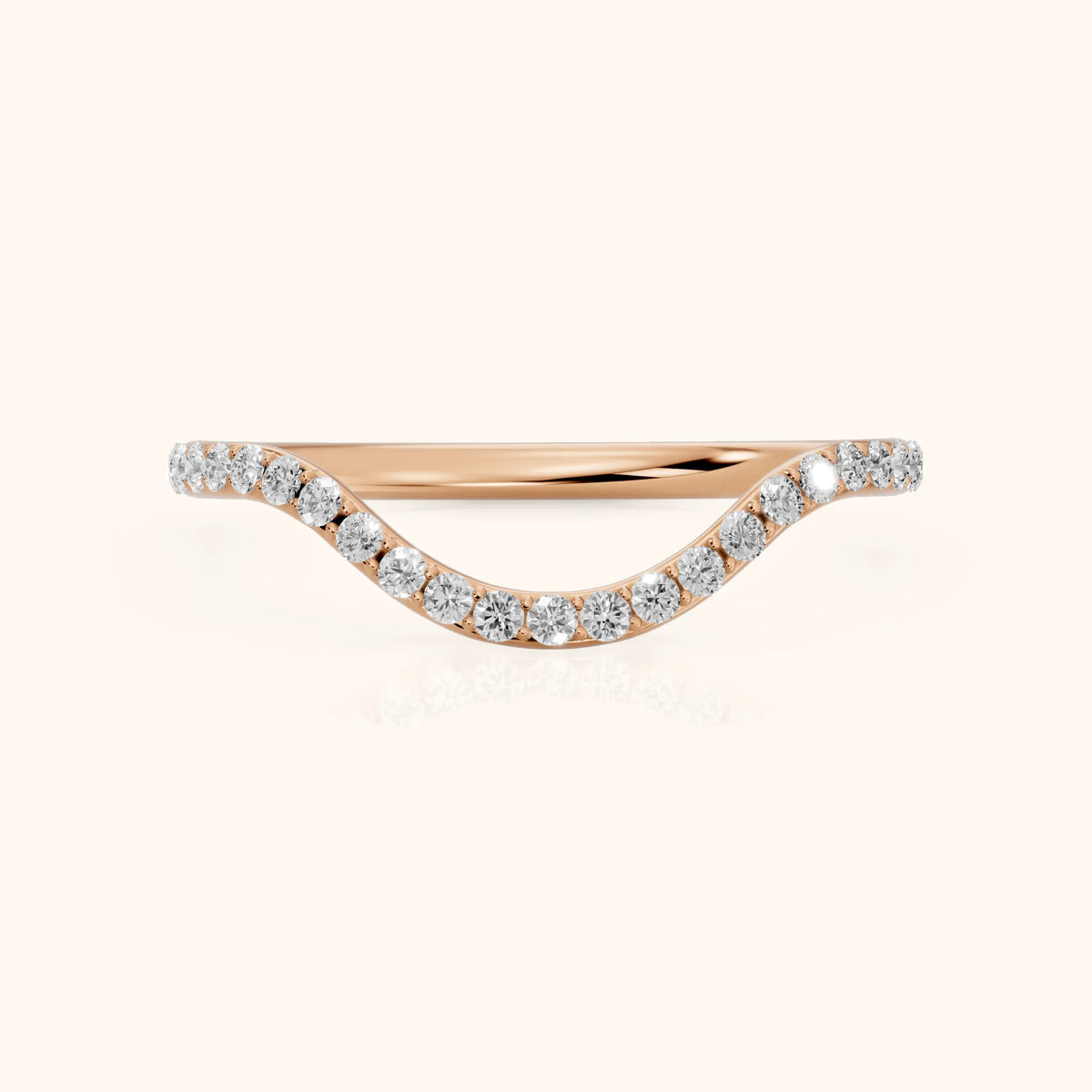 Juliette Contour Round Diamond Stackable Ring in Rose Gold - FrontView