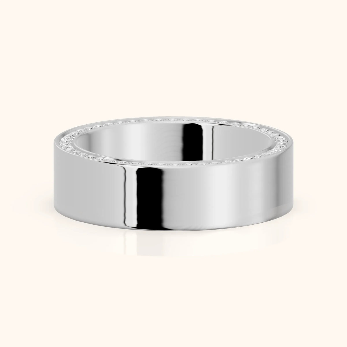 Raya Micropavé Round Diamond Eternity Band in Platinum - FrontView