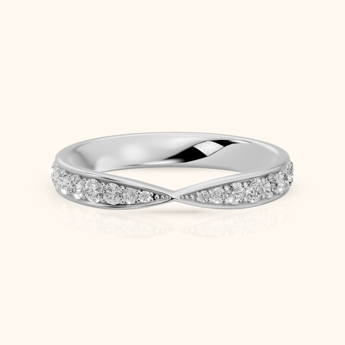 Clara Tapered Riviera Round Diamond Eternity Band in Silver - FrontView