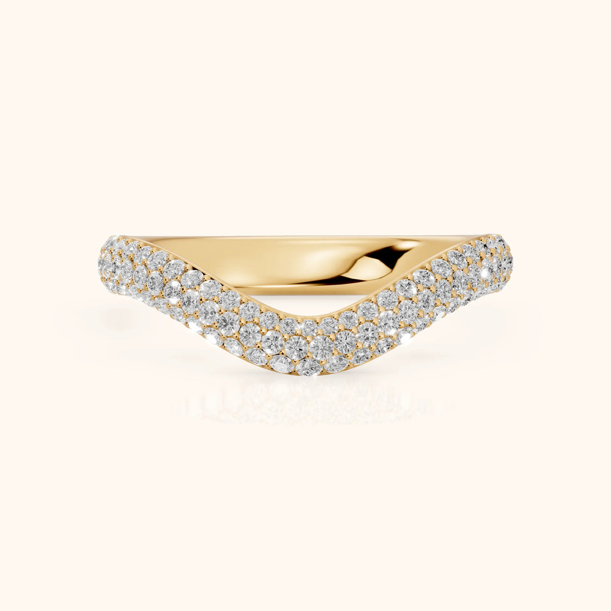 Alicia Curved Micropavé Round Diamond Half Eternity Band in Yellow Gold - FrontView