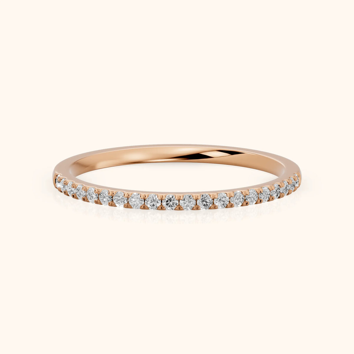 Anouk Micropavé Round Diamond Half Eternity Band in Rose Gold - FrontView
