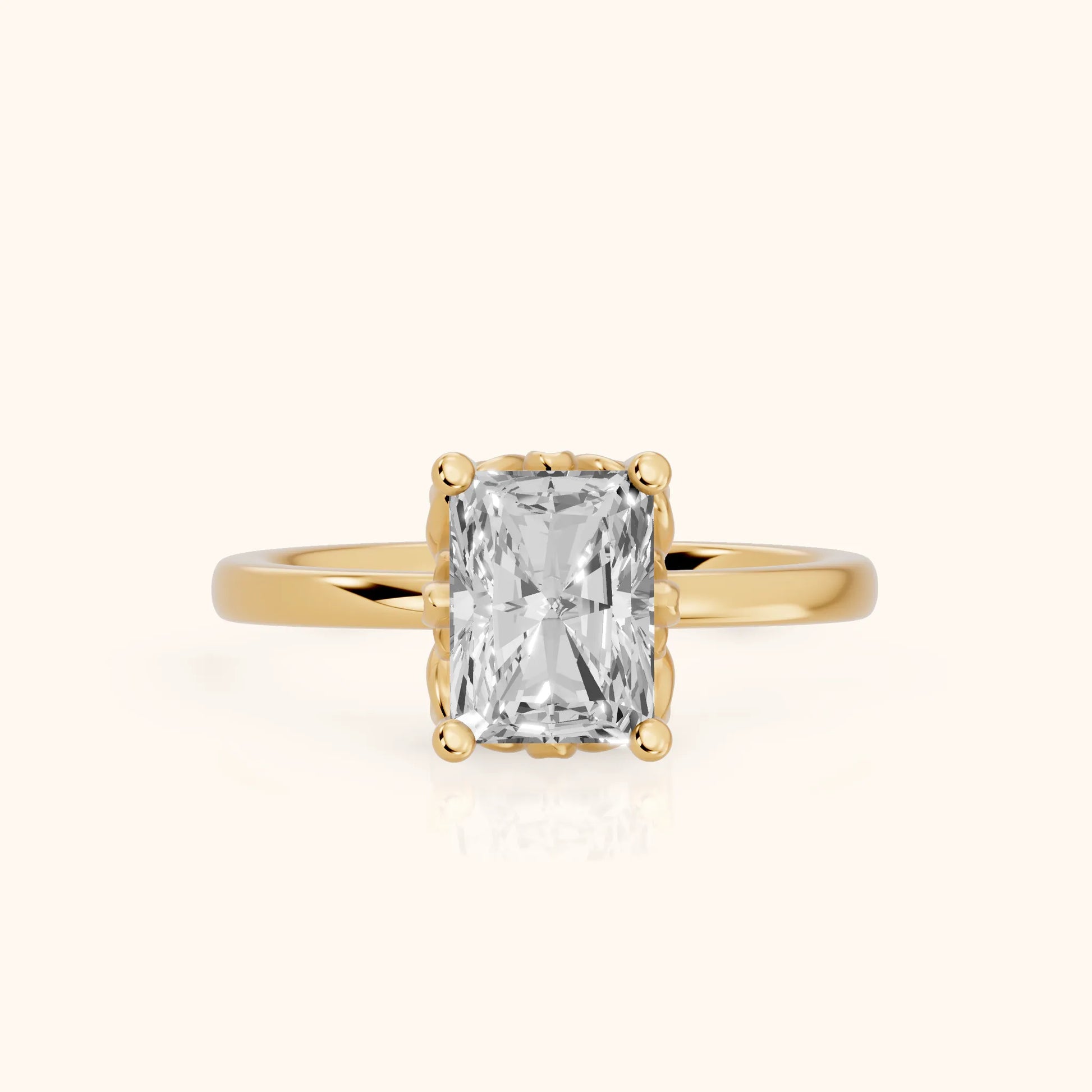Radiant Cut Lab Grown Diamond Engagement Ring in Yellow Gold