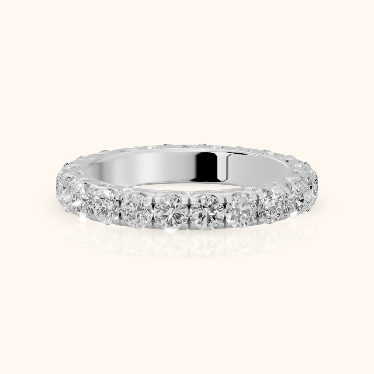 Raina French Pavé Round Diamond Eternity Band in Silver - FrontView