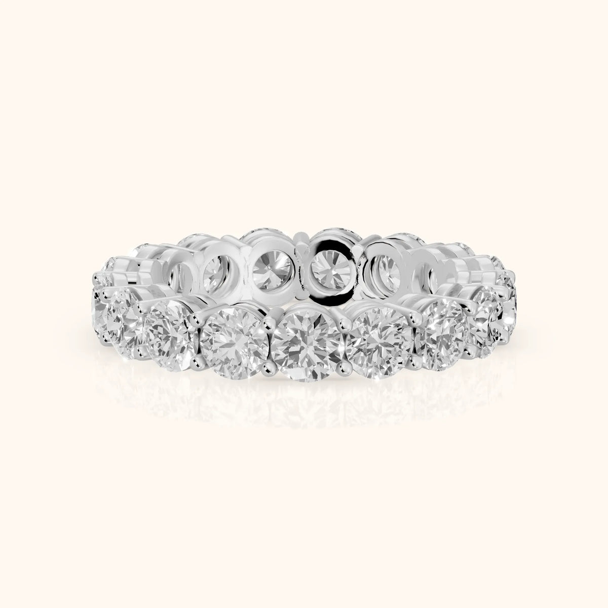 Camille Shared Prong Round Diamond Eternity Band in Silver - FrontView