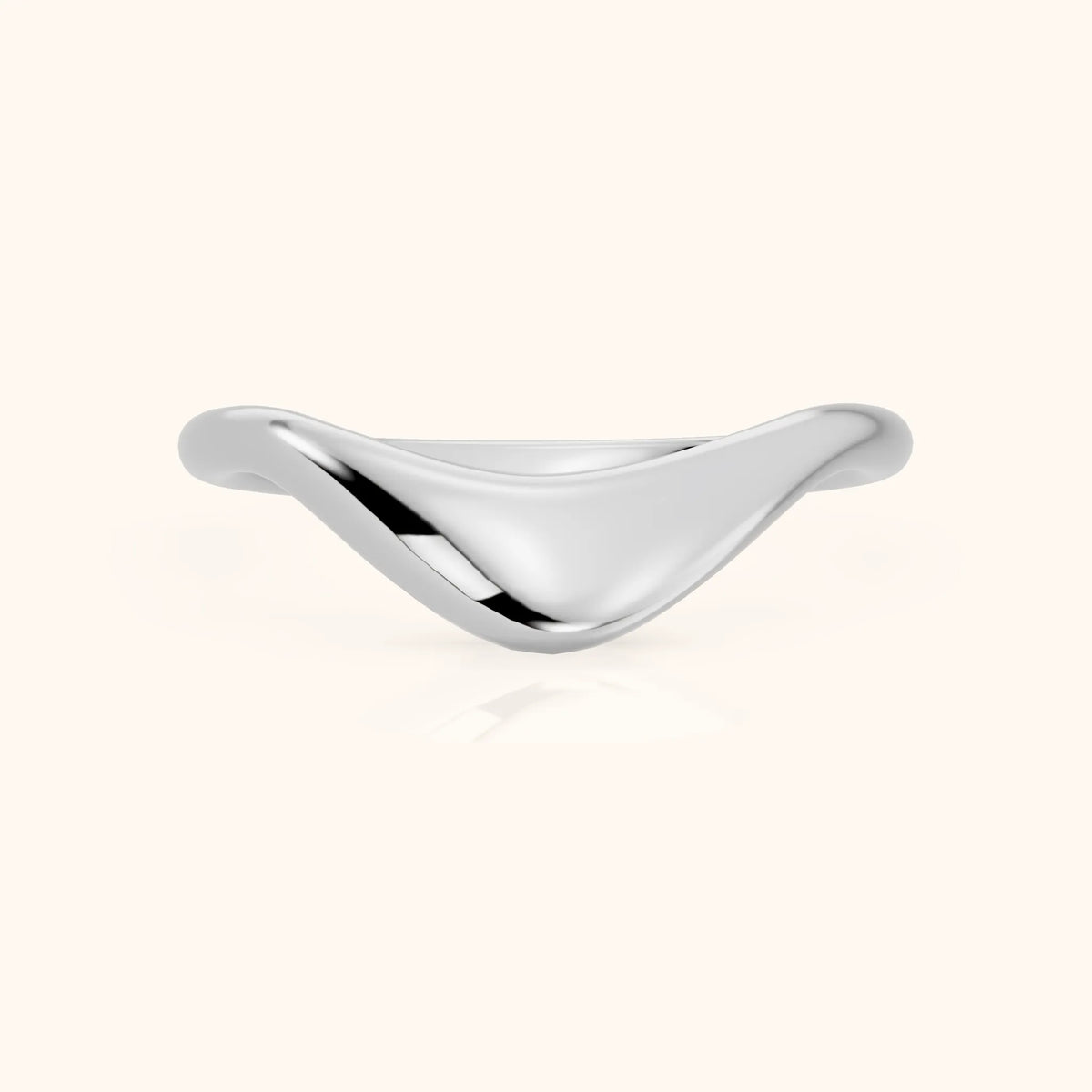 Kavya Curved Contour Wedding Band in Silver - FrontView