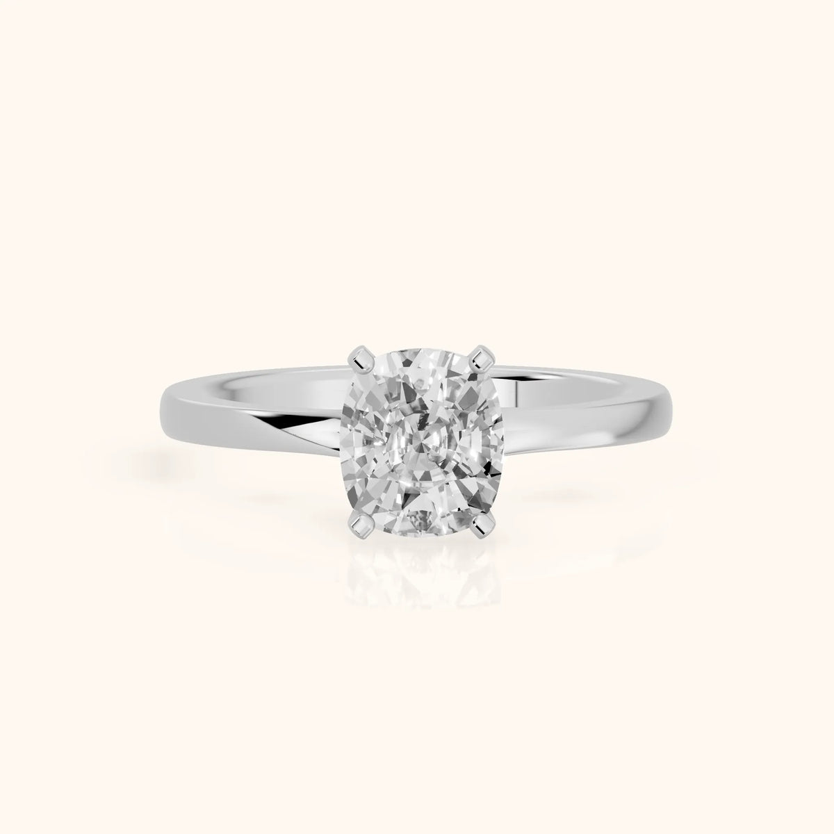 Matilda Cathedral Solitaire Cushion Diamond Engagement Ring in Silver - FrontView.webp