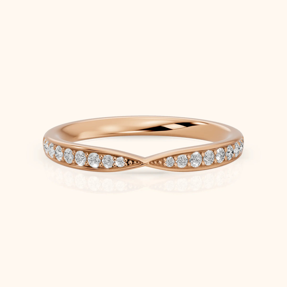 Tosca Tapered Riviera Round Diamond Half Eternity Band in Rose Gold - FrontView