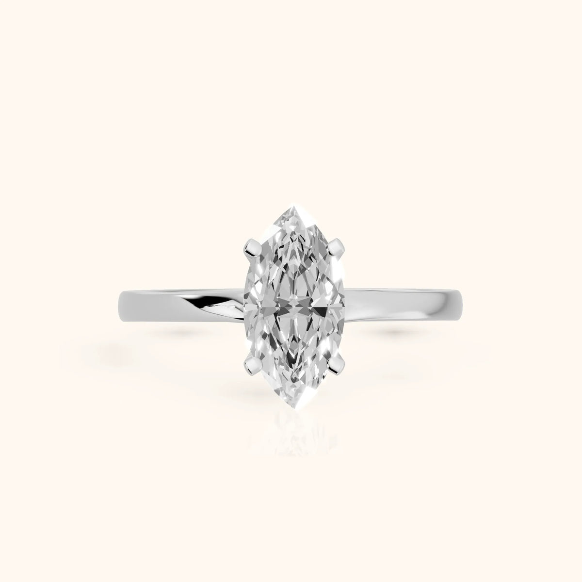 Matilda Cathedral Solitaire Marquise Diamond Engagement Ring in Platinum - FrontView.webp
