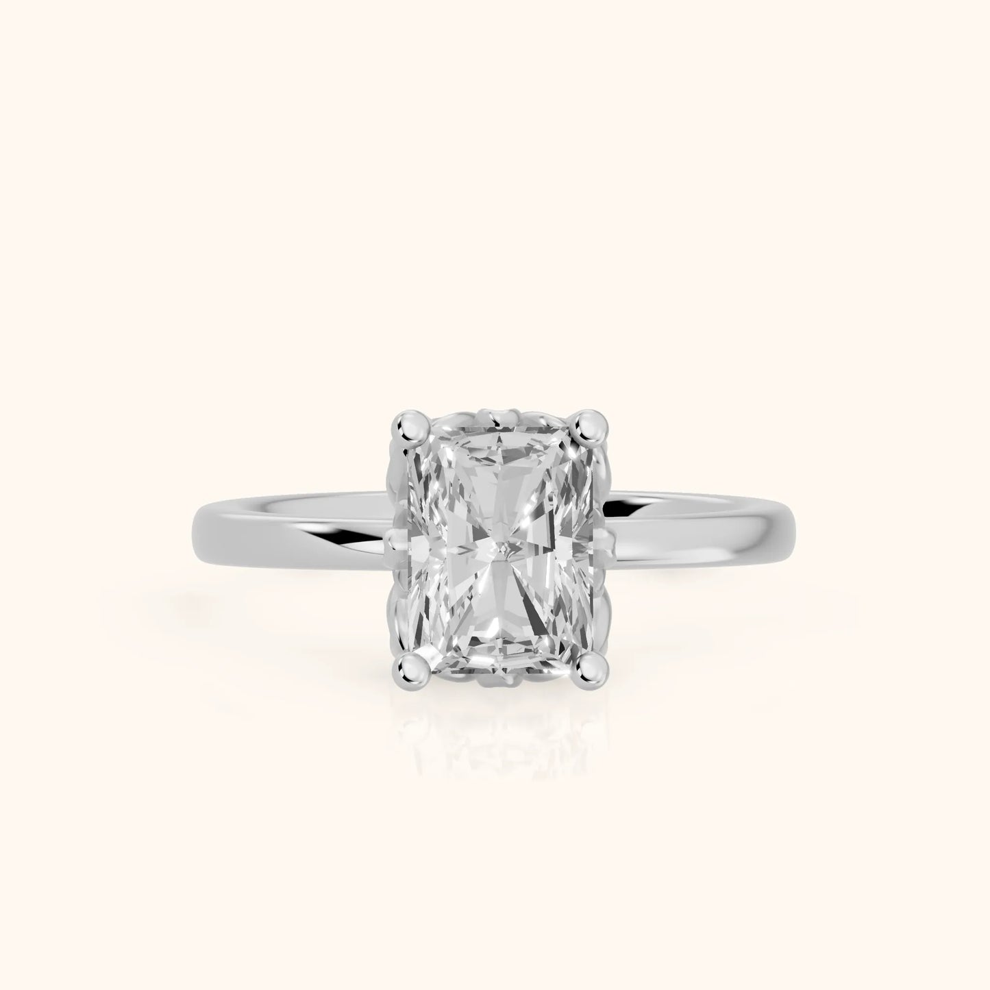 Radiant Cut Lab Grown Diamond Engagement Ring in Platinum
