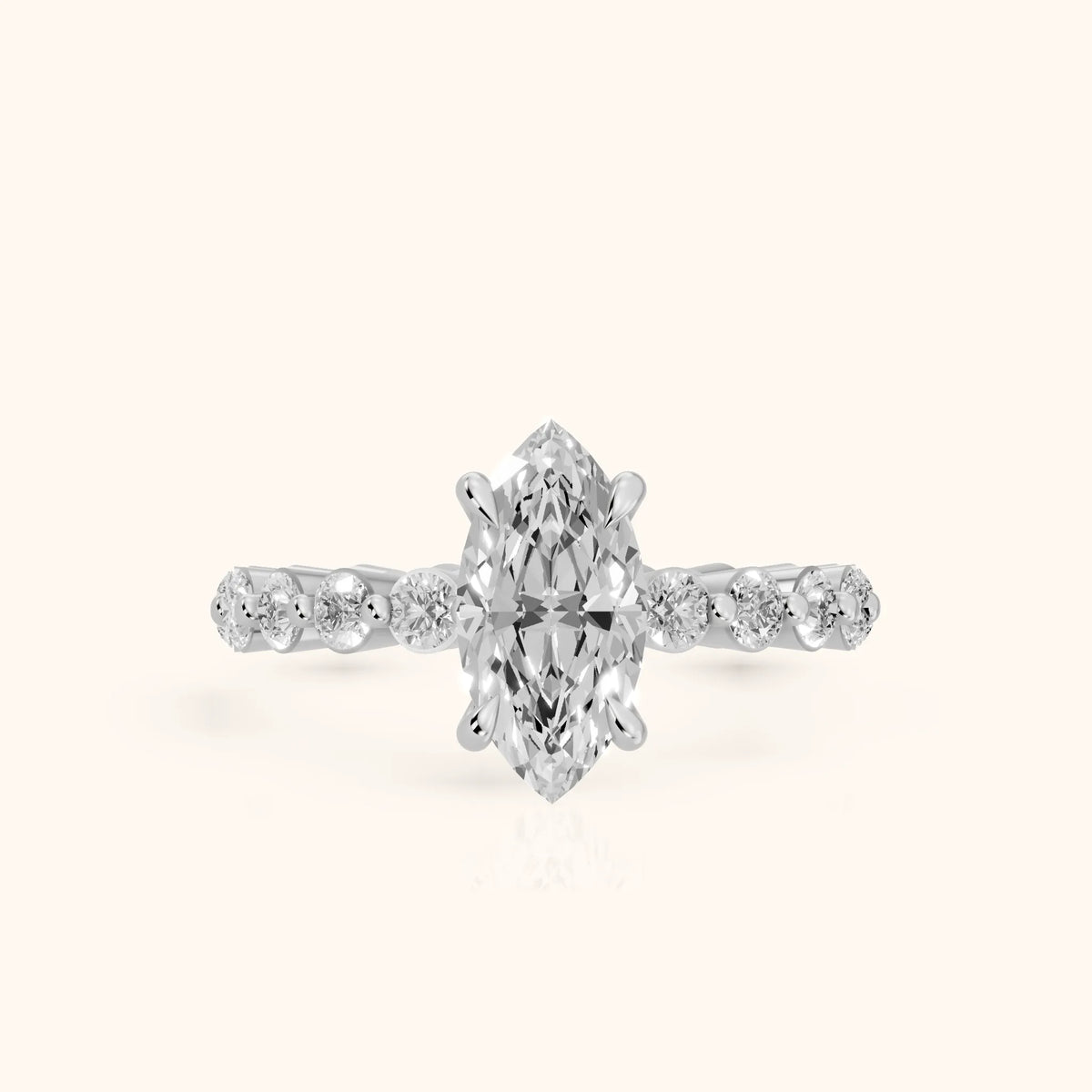 Piper Sidestone Marquise Diamond Engagement Ring in Platinum - FrontView.webp