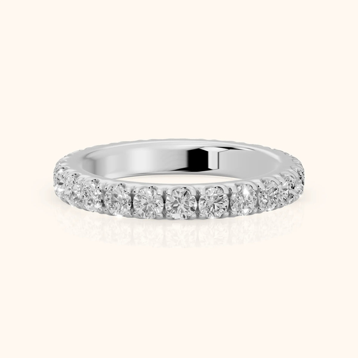 Ramona Shared Prong Round Diamond Eternity Band in Platinum - FrontView