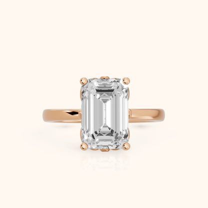 Emerald Cut Lab Grown Diamond Engagement Ring in Rose Gold