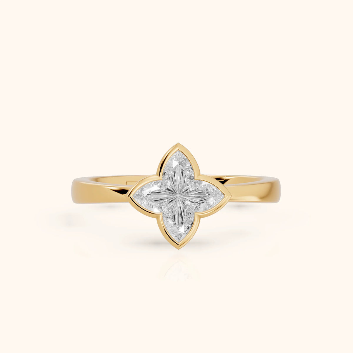 Millie Bezel Solitaire Lily Diamond Engagement Ring in Yellow Gold - FrontView.webp