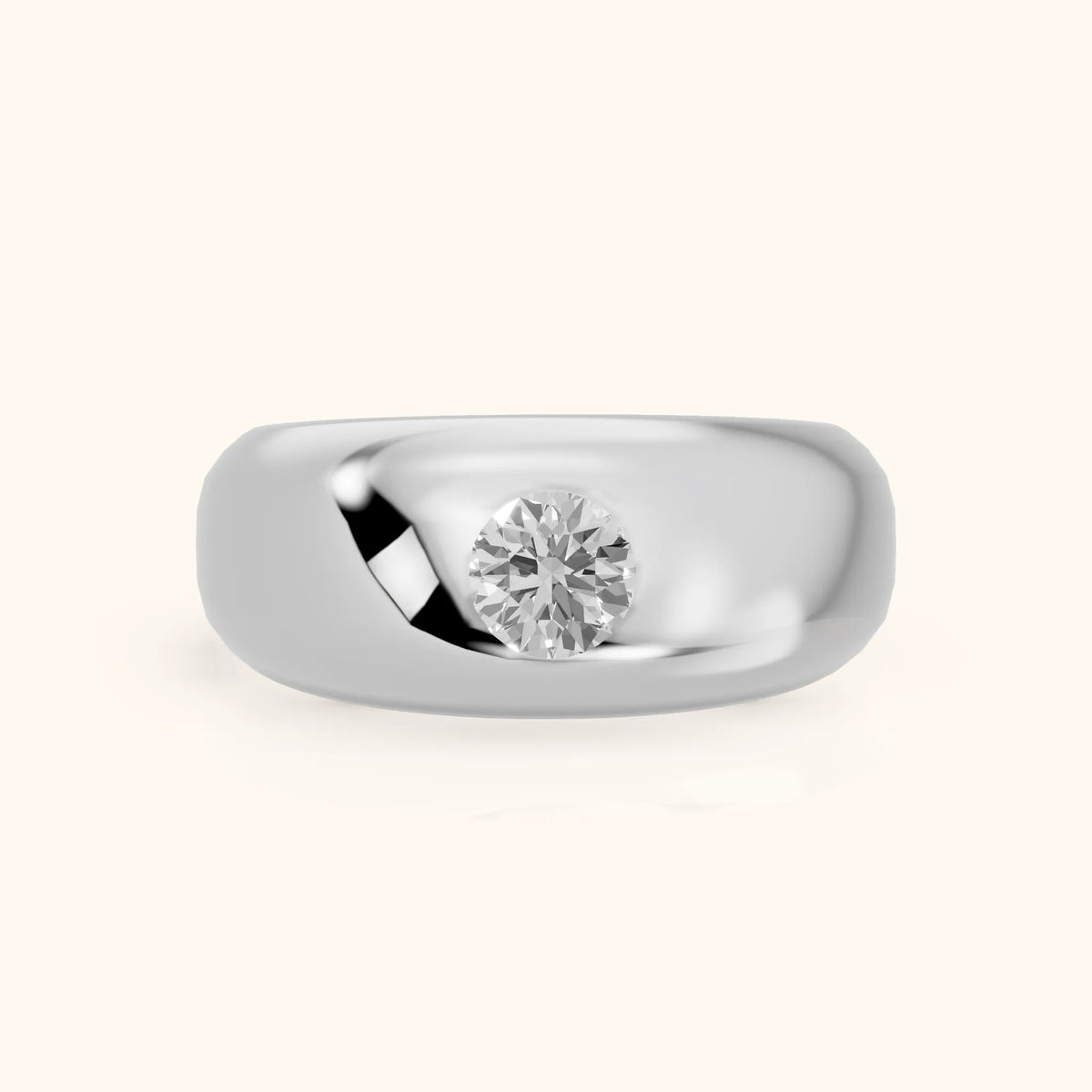 Noelle Bezel Round Diamond Wedding Band in Platinum - FrontView