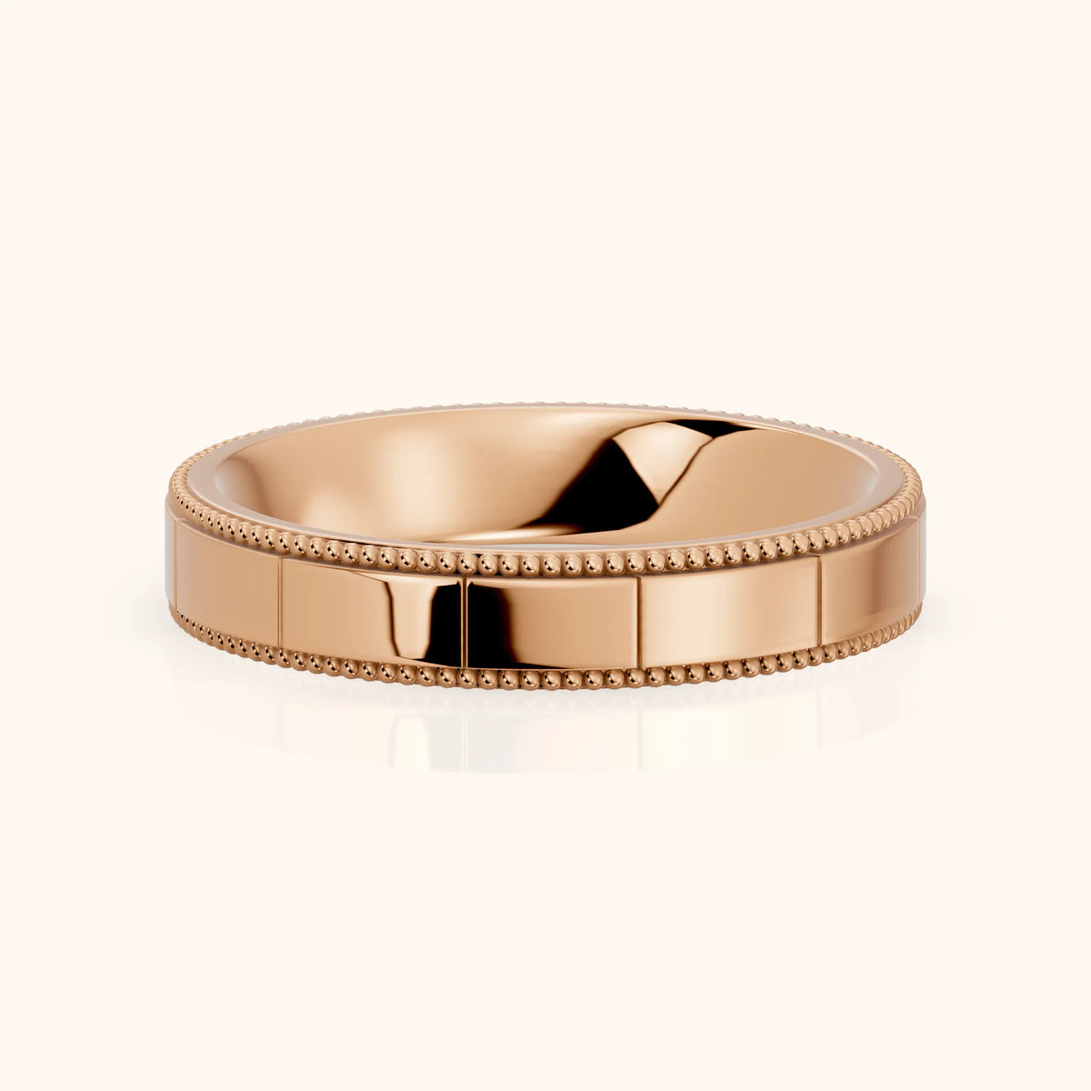 Sylvie Flat Milgrain Wedding Band in Rose Gold - FrontView