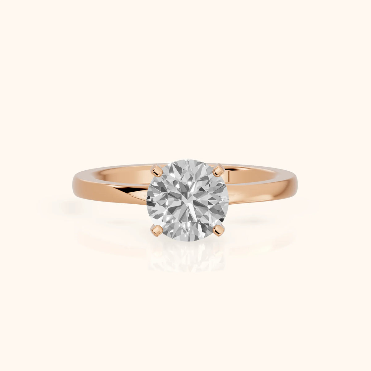 Matilda Cathedral Solitaire Round Diamond Engagement Ring in Rose Gold - FrontView.webp