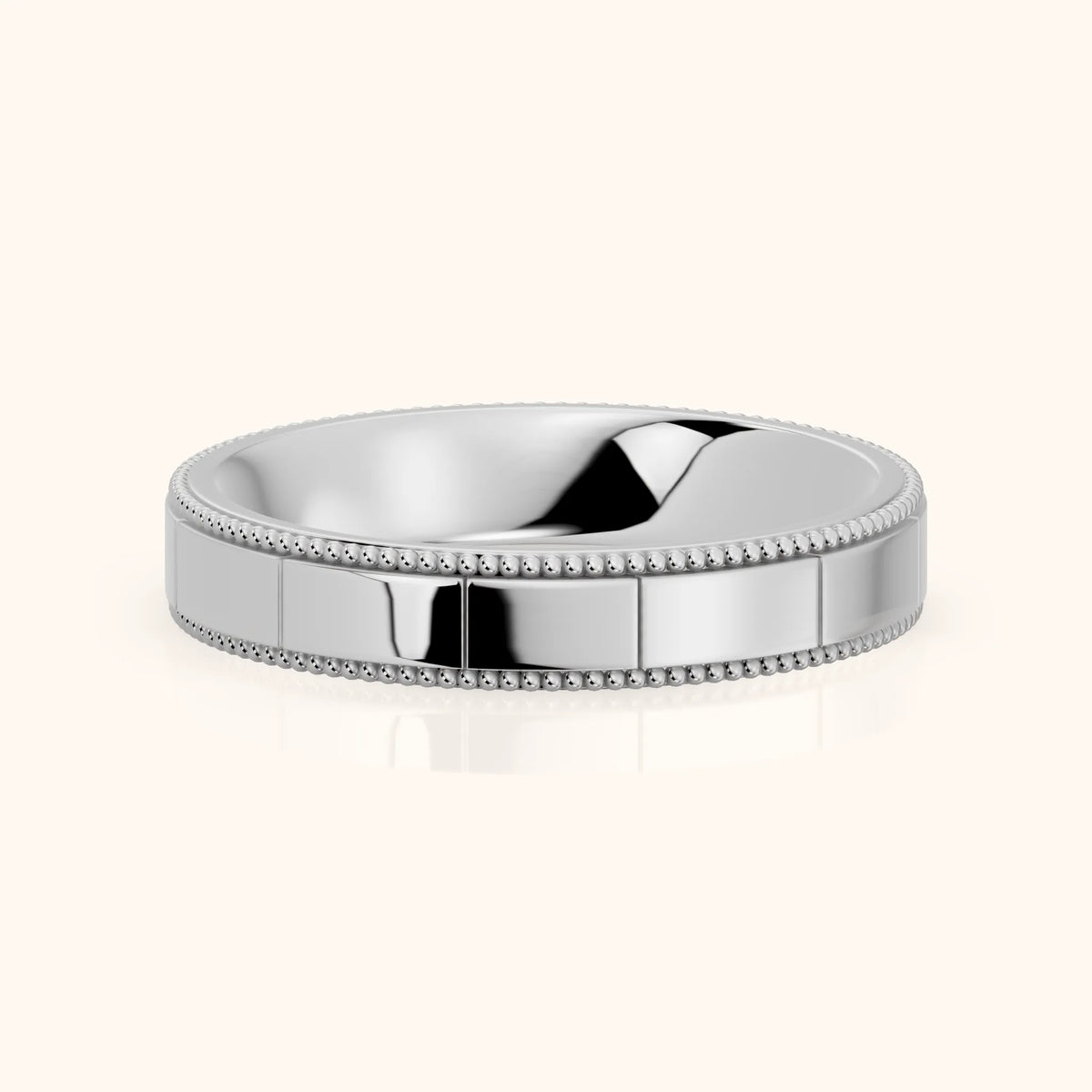 Sylvie Flat Milgrain Wedding Band in Silver - FrontView
