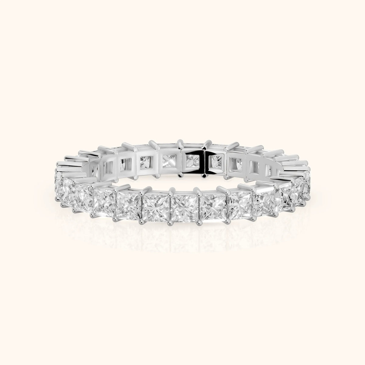 Manon Shared Prong Princess Diamond Eternity Band in Silver - FrontView