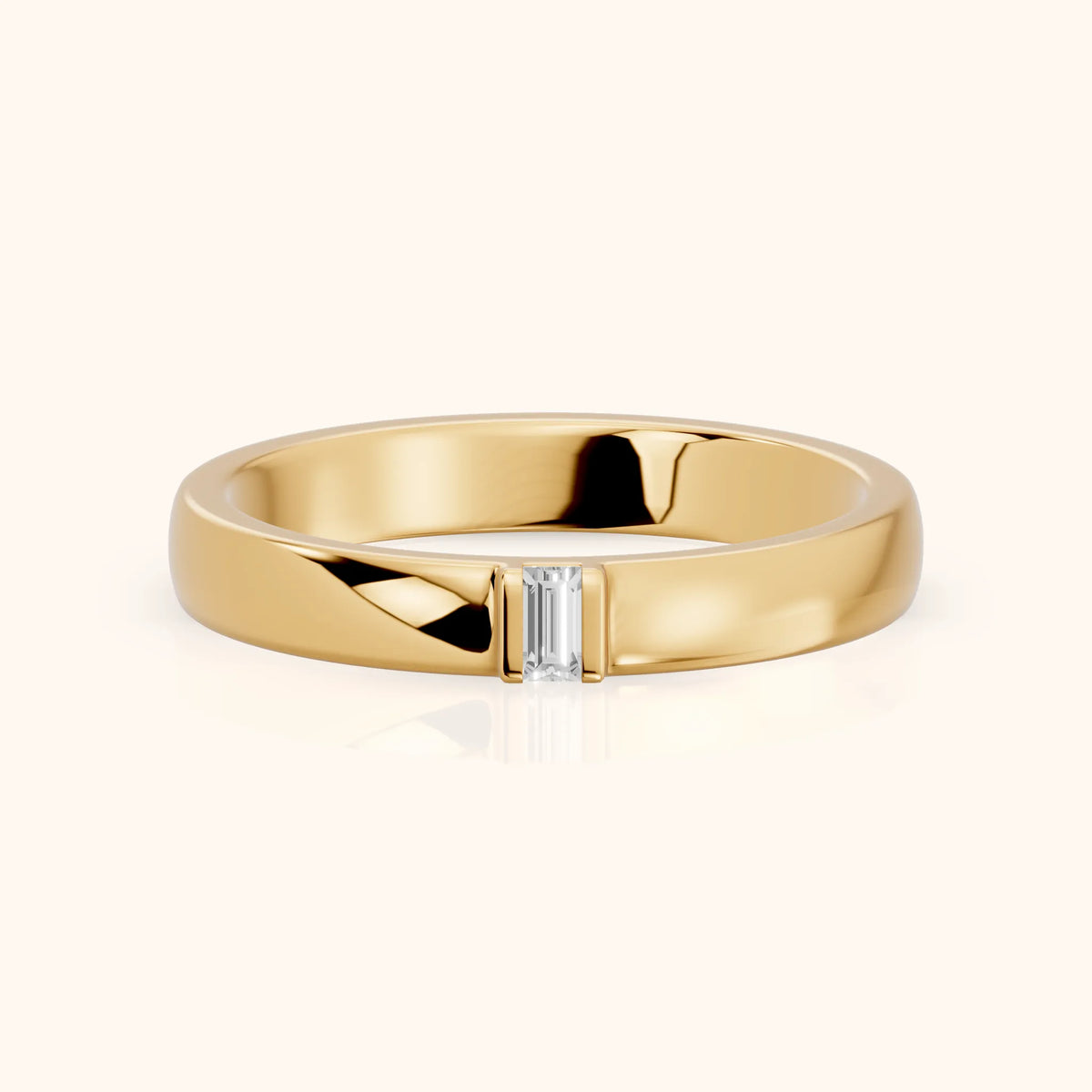 Kalina Channel Set Baguette Diamond Wedding Band in Yellow Gold - FrontView