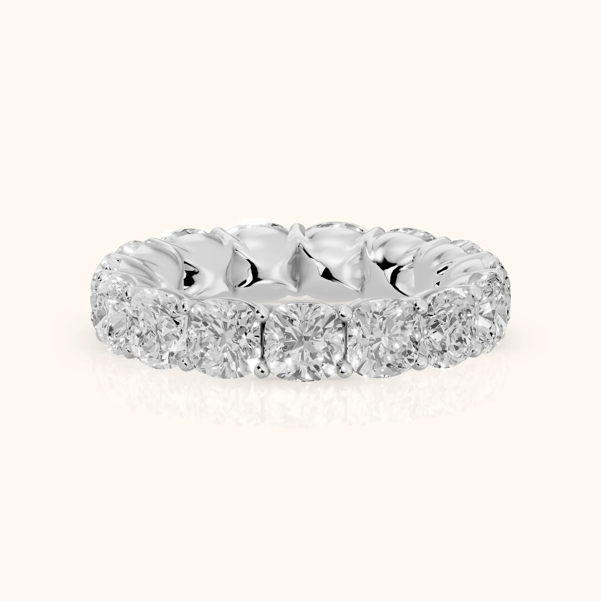 Vida Shared Prong Cushion Diamond Eternity Band in Silver - FrontView