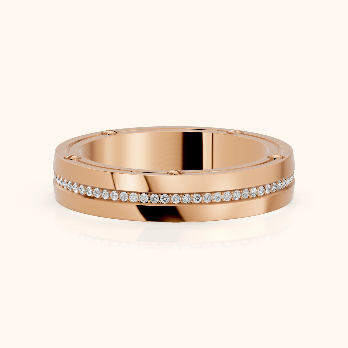 Elora Micropavé Round Diamond Eternity Band in Rose Gold - FrontView