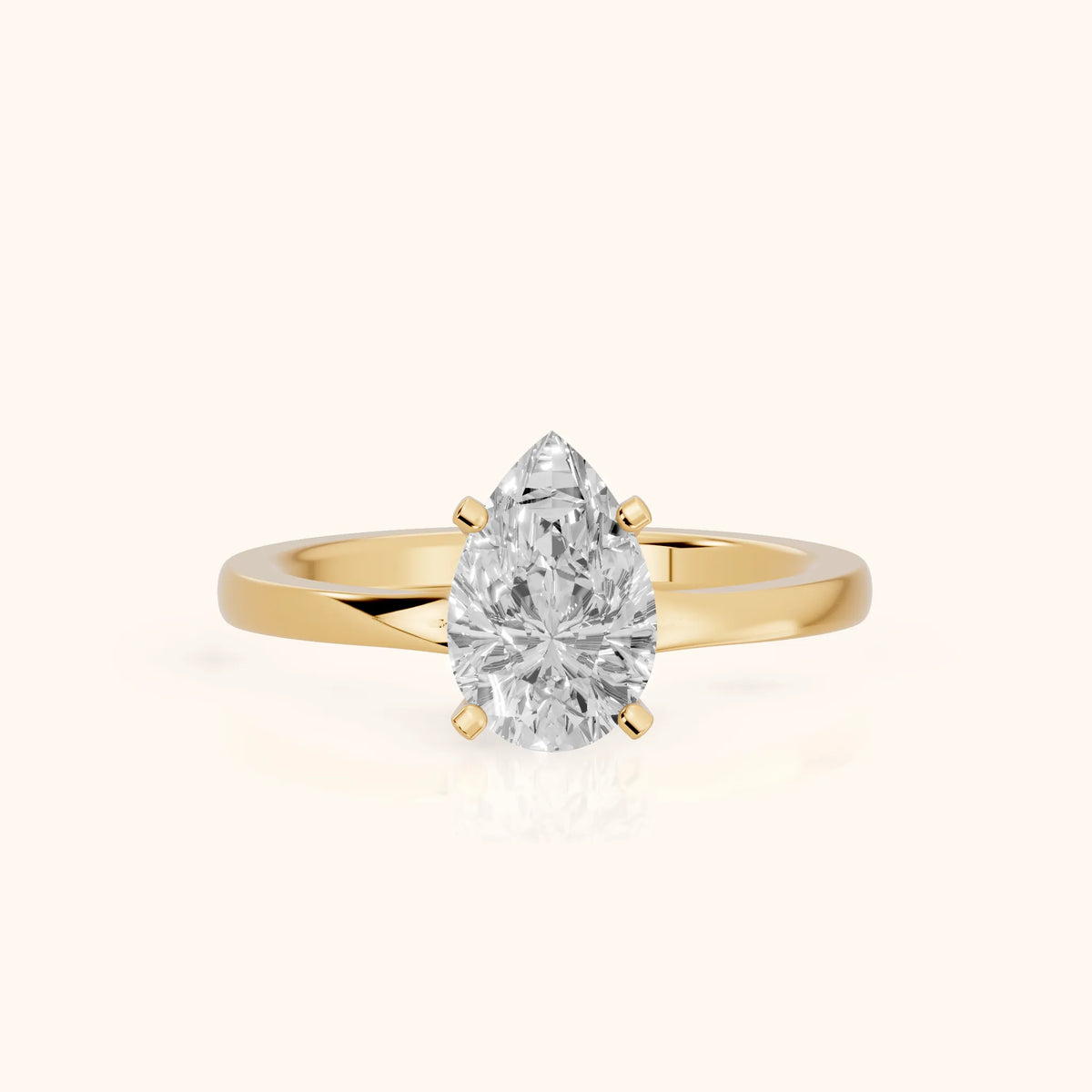 Matilda Cathedral Solitaire Pear Diamond Engagement Ring in Yellow Gold - FrontView.webp