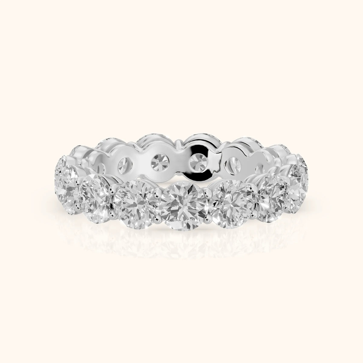 Larissa Shared Prong Round Diamond Eternity Band in Silver - FrontView