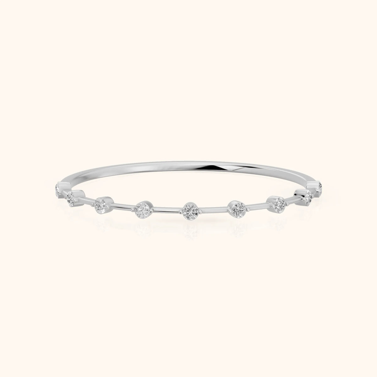 Zaria Dot Dash Round Diamond Wedding Band in Silver - FrontView