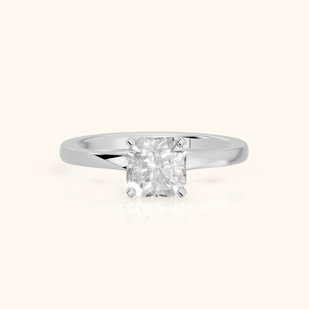 Matilda Cathedral Solitaire Asscher Diamond Engagement Ring in Silver - FrontView.webp