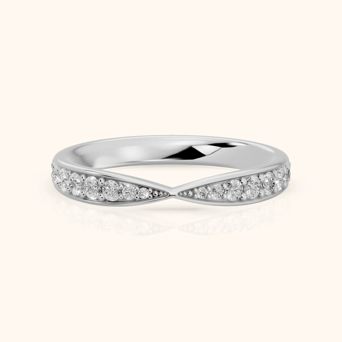 Fabia Tapered Riviera Round Diamond Half Eternity Band in Silver - FrontView